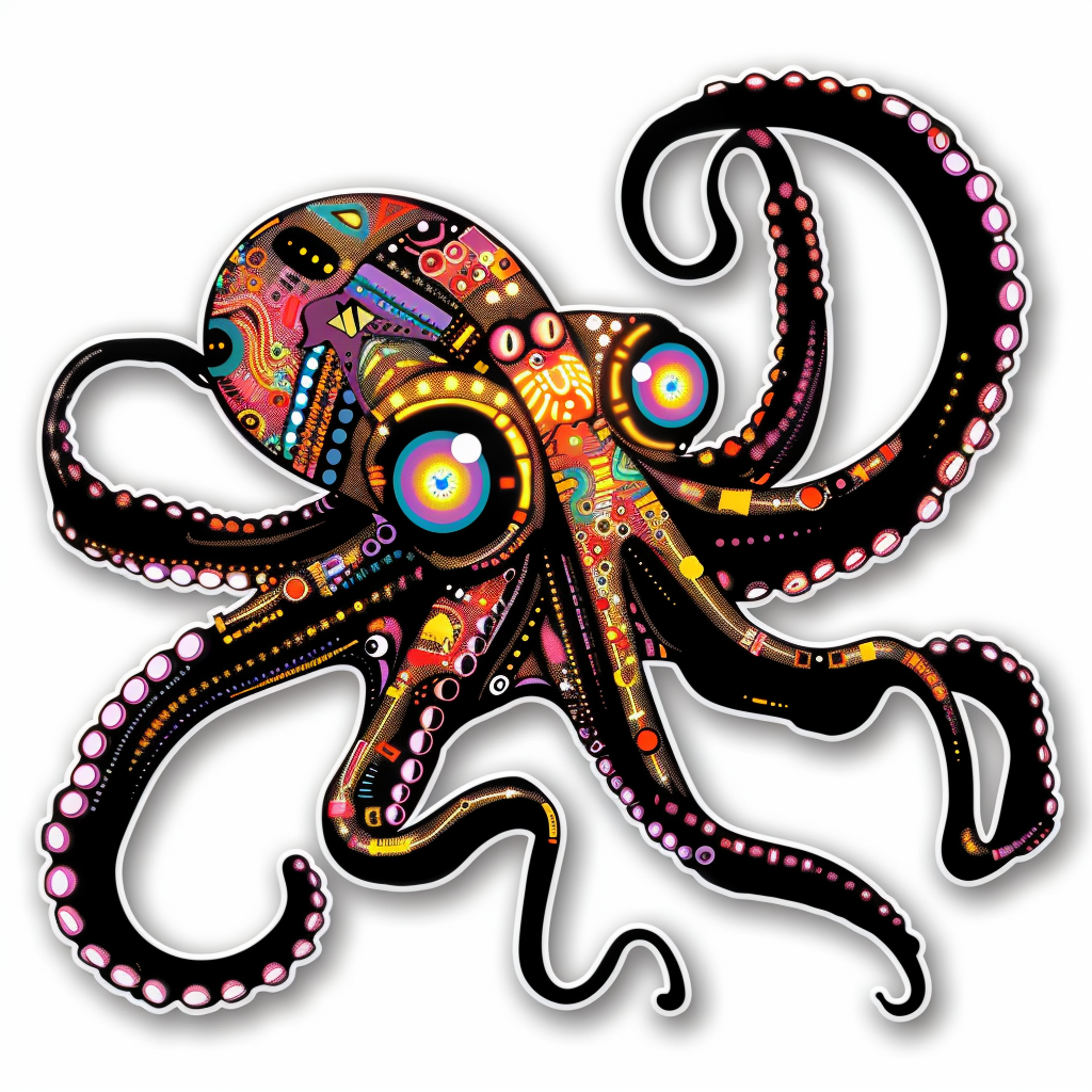 Sticker of a Octopus cyber punk majestic Expressive surreal Vinyl Decal Sticker for Car, Laptop, Tumbler and more # F015606
