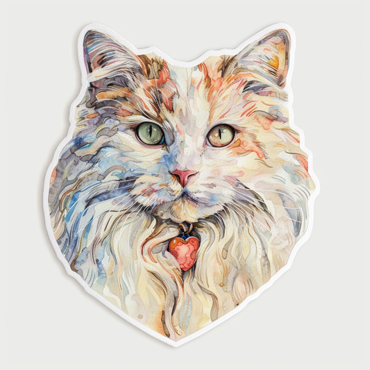 Adorable Turkish Angora Cat  Vinyl Decal Sticker for Car, Laptop, Tumbler and more # F020950-4" x 4"