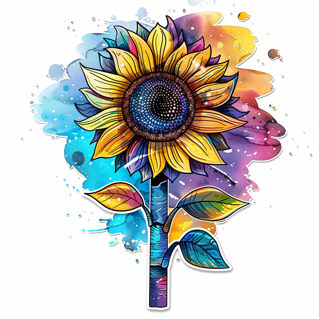 Sunflower flower majestic Expressive surreal Vinyl Decal Sticker for Car, Laptop, Tumbler and more # F023048