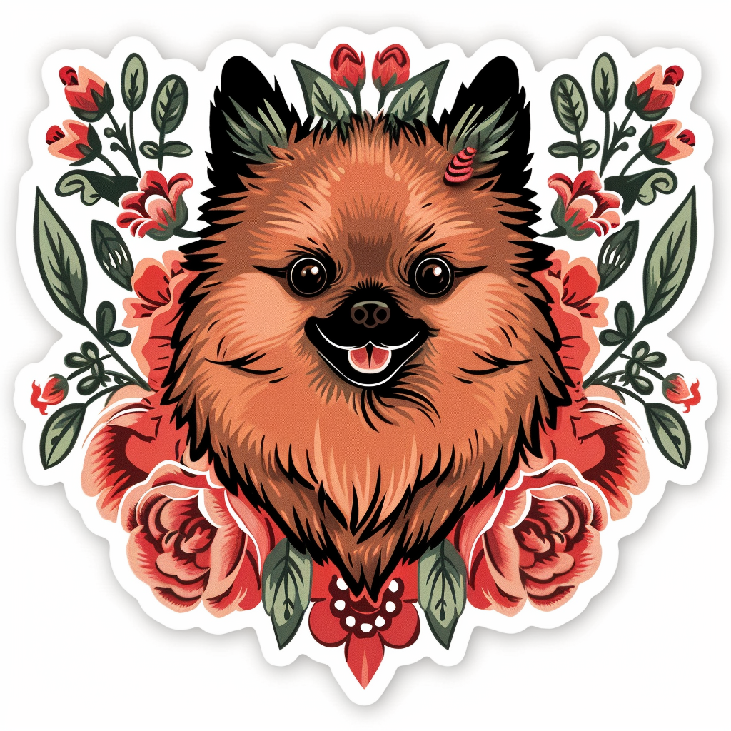 Sticker of a Pomeranian Dog majestic Expressive surreal Vinyl Decal Sticker for Car, Laptop, Tumbler and more # F014073