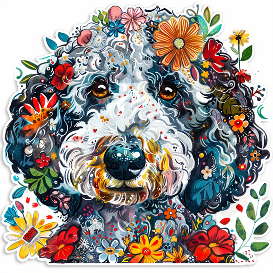 Poodle Dog floral Vinyl Decal Sticker for Car, Laptop, Tumbler and more # F012487