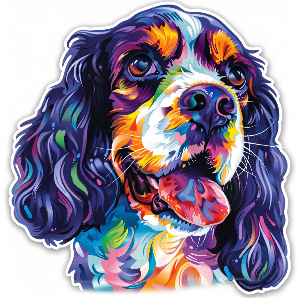 Cocker Spaniel Dog majestic Expressive surreal Vinyl Decal Sticker for Car, Laptop, Tumbler and more # F019937-4" x 4"