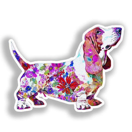 Basset Hound Dog Vinyl Decal Sticker for Car, Laptop, Tumbler and more # A018674-4" x 4"