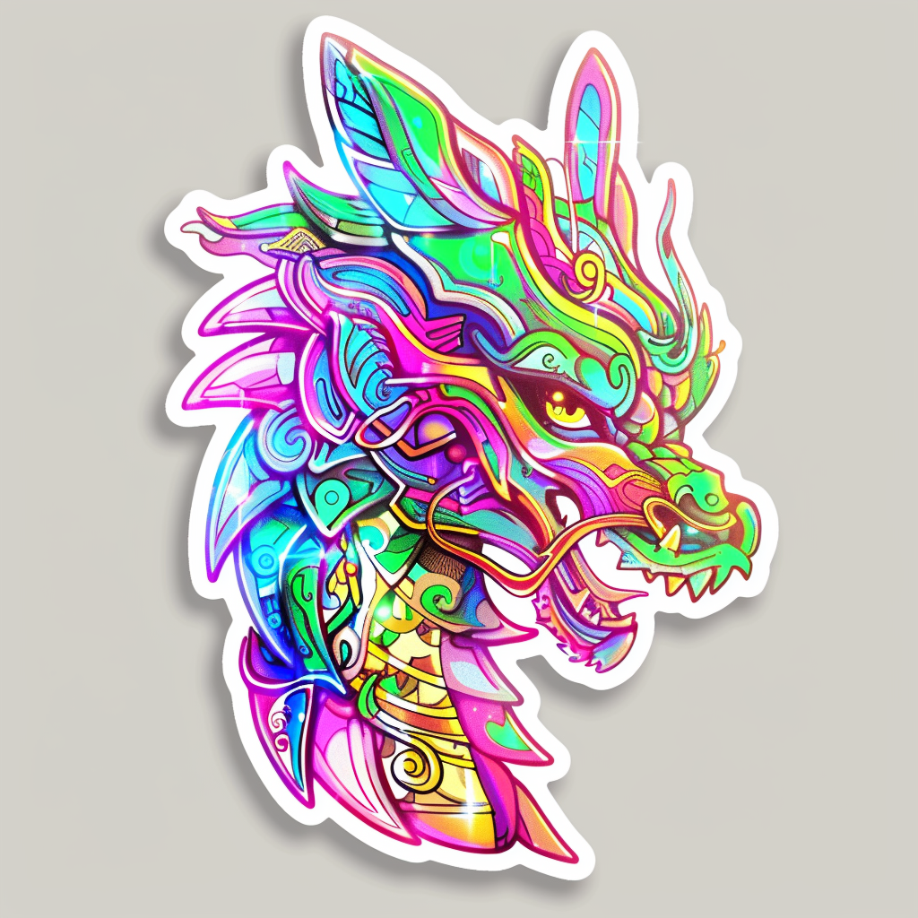 Dragon cyber punk majestic Expressive surreal Vinyl Decal Sticker for Car, Laptop, Tumbler and more # F019113-4" x 4"