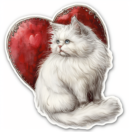 Sticker of a Persian Cat Expressive surreal Vinyl Decal Sticker for Car, Laptop, Tumbler and more # F016403