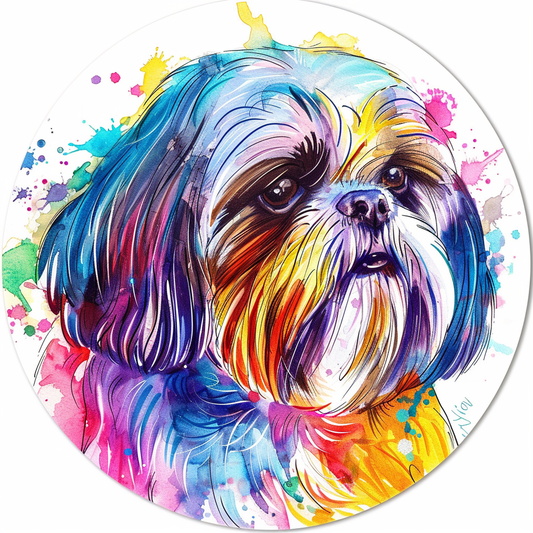 Adorable Shih Tzu Dog Expressive surreal Vinyl Decal Sticker for Car, Laptop, Tumbler and more # F018525