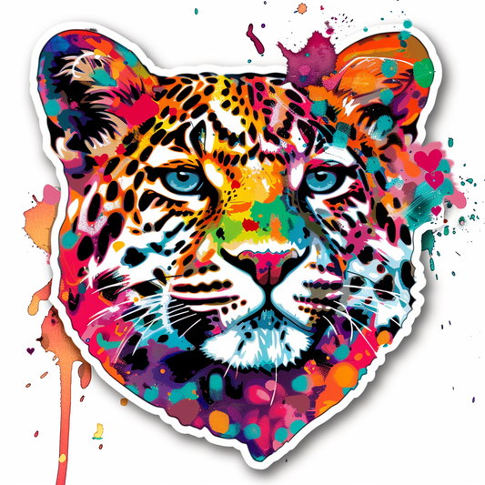 Leopard majestic Expressive surreal Vinyl Decal Sticker for Car, Laptop, Tumbler and more # F022597