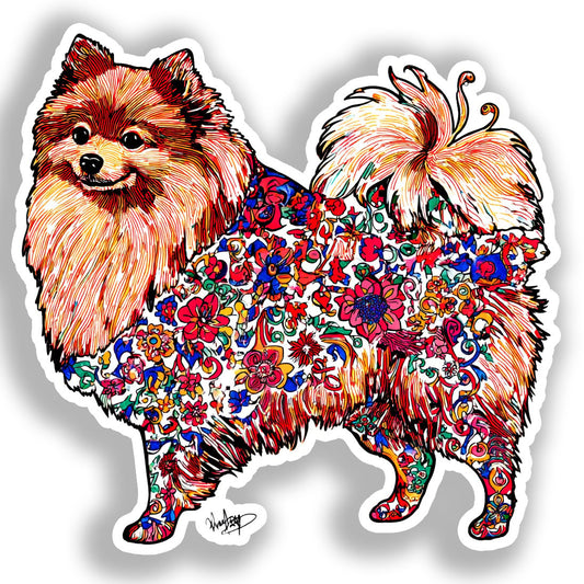 Pomeranian Dog Vinyl Decal Sticker for Car, Laptop, Tumbler and more # A017416-4" x 4"