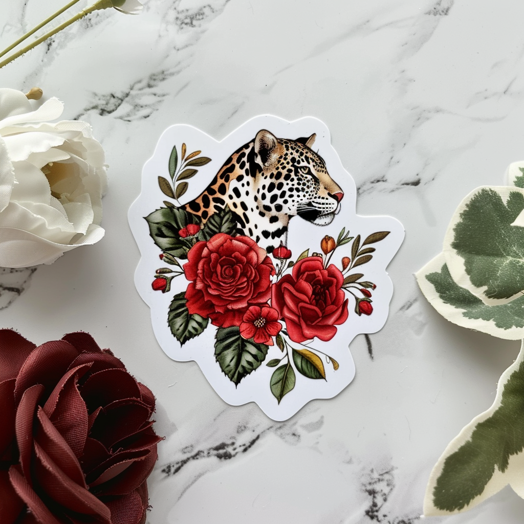 Leopard majestic Expressive surreal Vinyl Decal Sticker for Car, Laptop, Tumbler and more # F022593