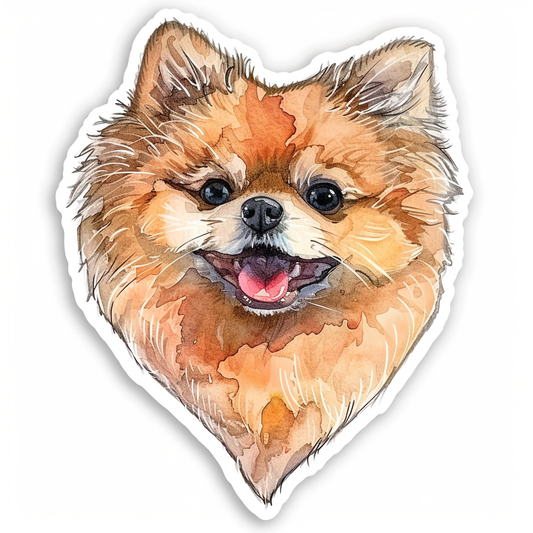 Sticker of a Pomeranian Dog majestic Expressive surreal Heartcore Vinyl Decal Sticker for Car, Laptop, Tumbler and more # F013966