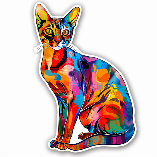 Abyssinian Cat astronaut majestic Expressive surreal Vinyl Decal Sticker for Car, Laptop, Tumbler and more # F021116-4" x 4"