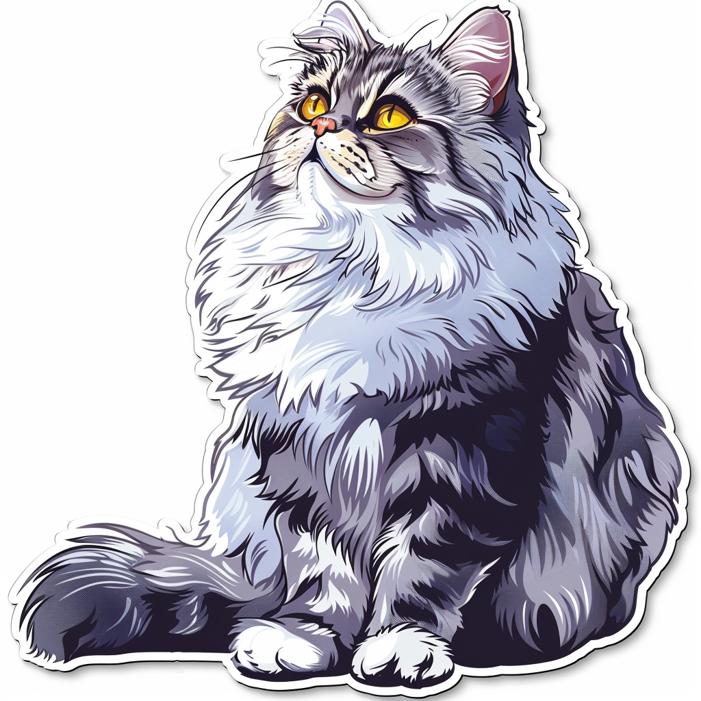 Persian Cat Expressive surreal Vinyl Decal Sticker for Car, Laptop, Tumbler and more # F016491