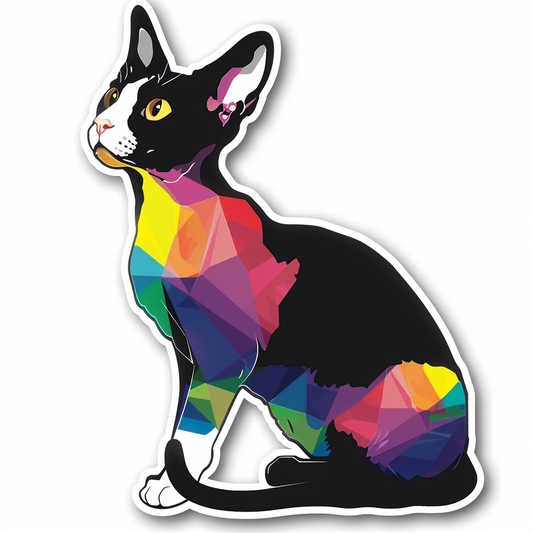 Adorable Cornish Rex Cat Expressive surreal Vinyl Decal Sticker for Car, Laptop, Tumbler and more # F021519-4" x 4"