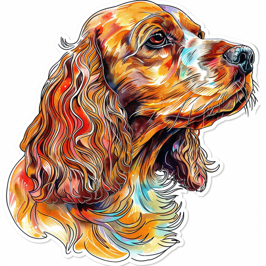 Cocker Spaniel Dog majestic Expressive surreal Vinyl Decal Sticker for Car, Laptop, Tumbler and more # F020276-4" x 4"
