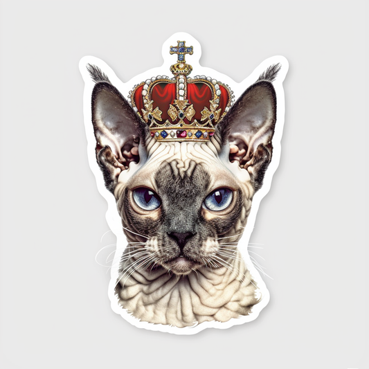 Adorable Cornish Rex Cat Expressive surreal Vinyl Decal Sticker for Car, Laptop, Tumbler and more # F021450-4" x 4"