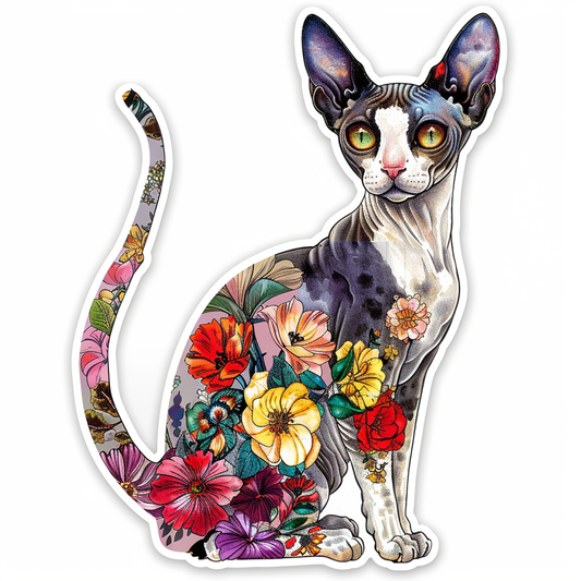 Adorable Cornish Rex Cat Expressive surreal Vinyl Decal Sticker for Car, Laptop, Tumbler and more # F021435-4" x 4"