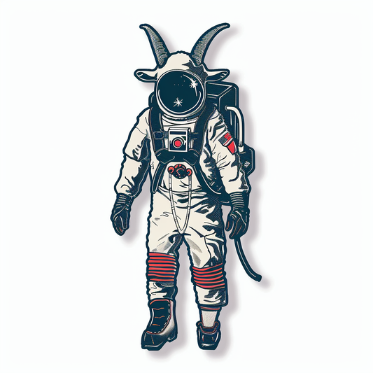 Goat majestic Astronaut Expressive surreal Vinyl Decal Sticker for Car, Laptop, Tumbler and more # F020502-4" x 4"