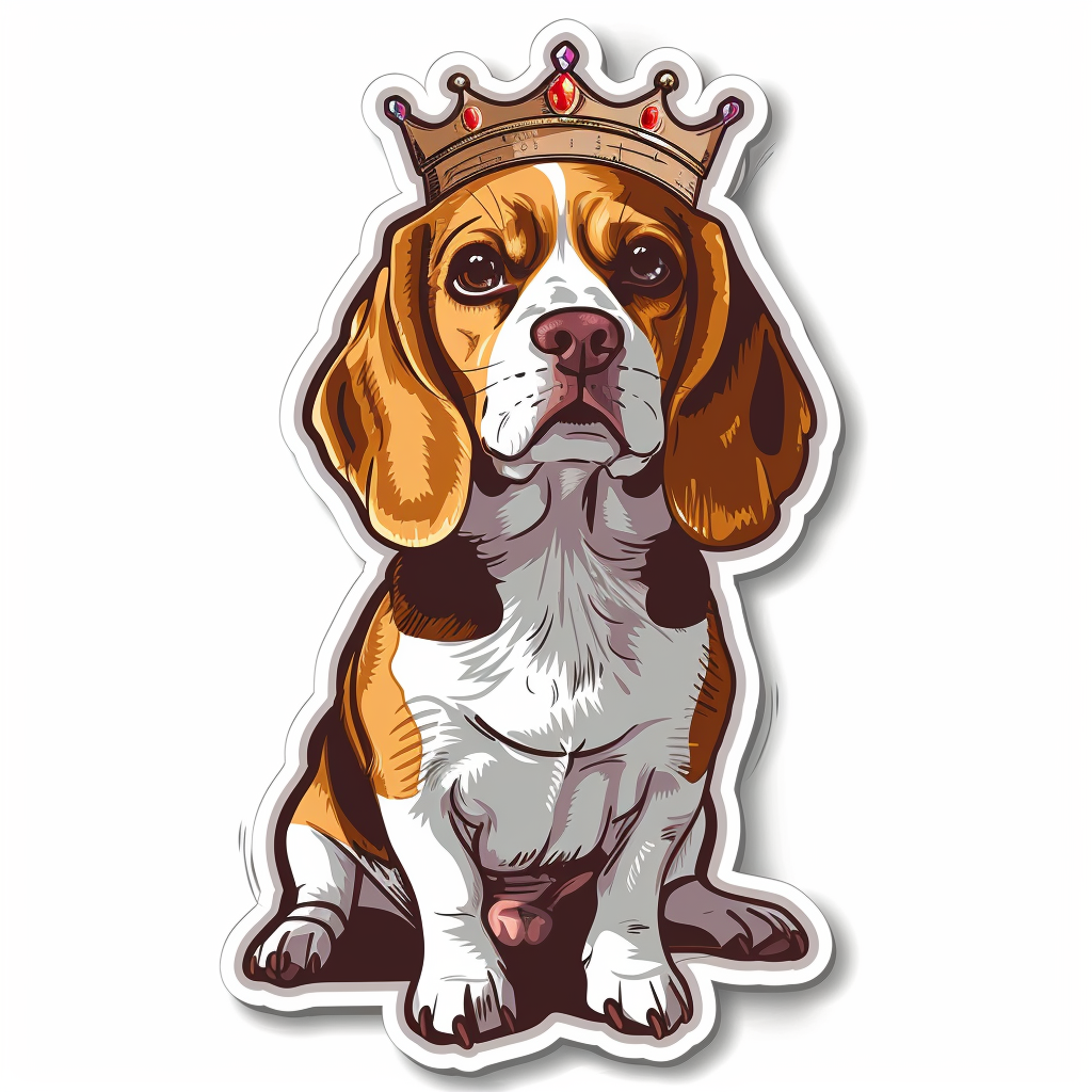 Beagle dog crowned Vinyl Decal Sticker for Car, Laptop, Tumbler and more # F011942