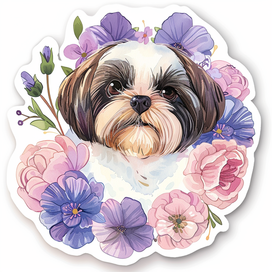Adorable Shih Tzu Dog Expressive surreal Vinyl Decal Sticker for Car, Laptop, Tumbler and more # F018368