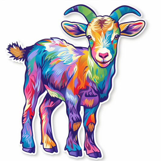 Goat majestic Expressive surreal Vinyl Decal Sticker for Car, Laptop, Tumbler and more # F020629-4" x 4"