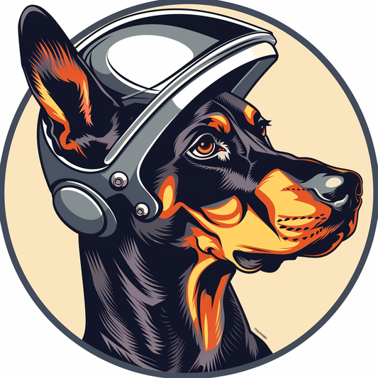 Cute and Adorable Doberman Pinscher Expressive surreal Vinyl Decal Sticker for Car, Laptop, Tumbler and more # F019681-4" x 4"
