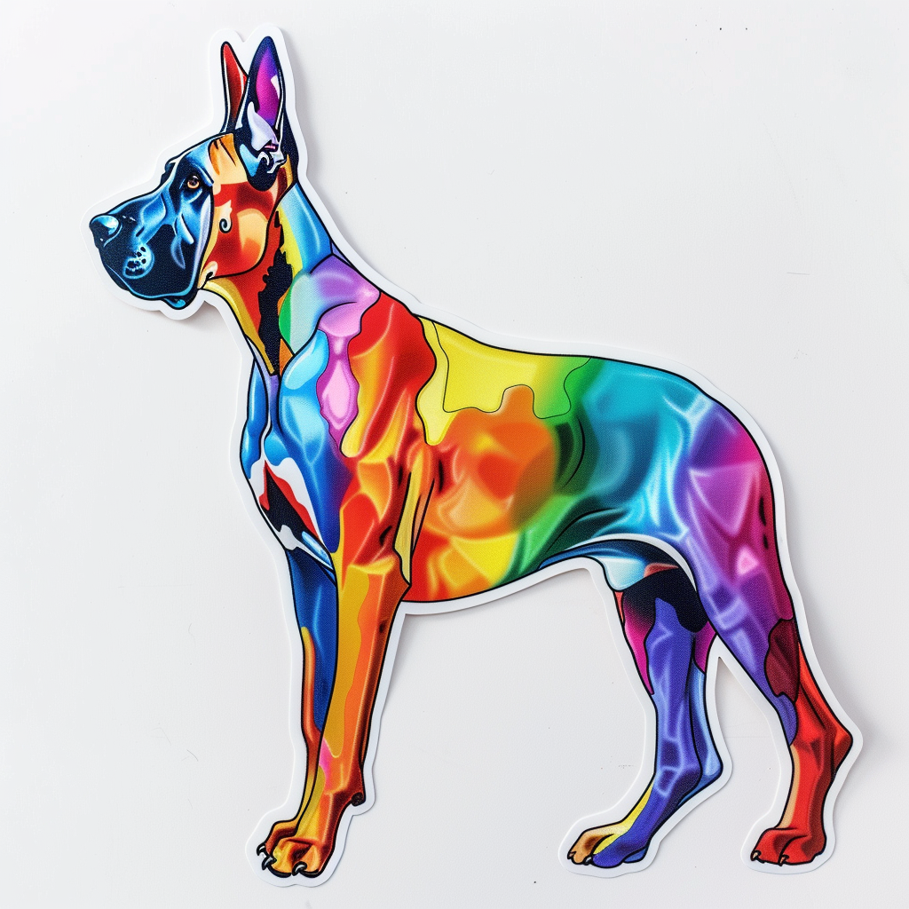 Adorable Great Dane Dog Expressive surreal Vinyl Decal Sticker for Car, Laptop, Tumbler and more # F017879
