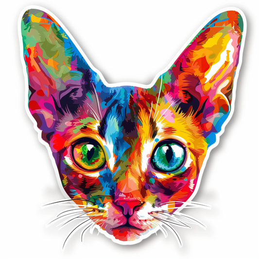 Abyssinian Cat astronaut majestic Expressive surreal Vinyl Decal Sticker for Car, Laptop, Tumbler and more # F021107-4" x 4"