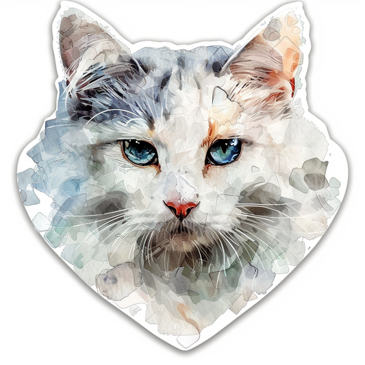 Adorable Turkish Angora Cat  Vinyl Decal Sticker for Car, Laptop, Tumbler and more # F020936-4" x 4"