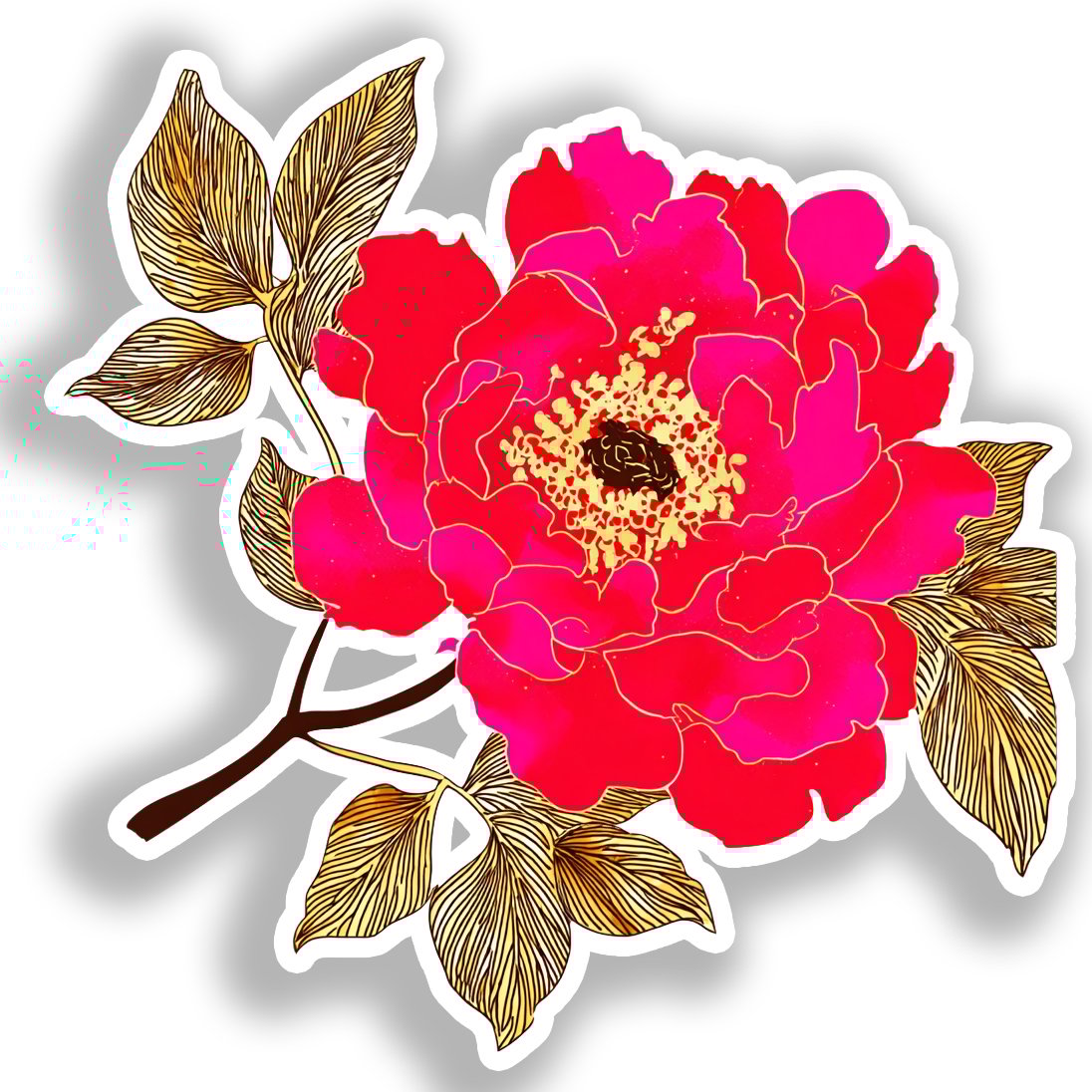 Peony Flower Vinyl Decal Sticker for Car, Laptop, Tumbler and more # A019259-4" x 4"