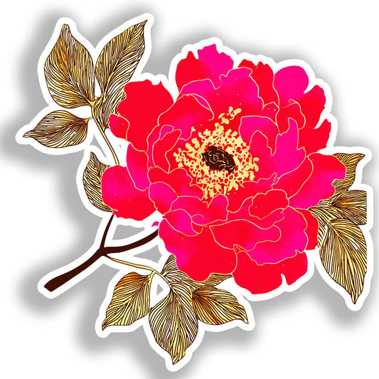 Peony Flower Vinyl Decal Sticker for Car, Laptop, Tumbler and more # A019259-4" x 4"