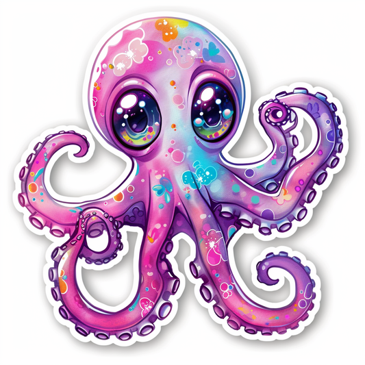 Sticker of a Octopus heartcore texture Expressive surreal Vinyl Decal Sticker for Car, Laptop, Tumbler and more # F015762