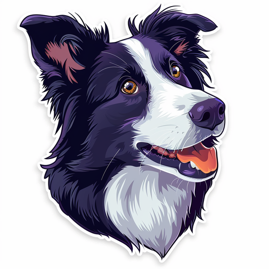 Border Collie Dog majestic Expressive surreal Vinyl Decal Sticker for Car, Laptop, Tumbler and more # F021723-4" x 4"