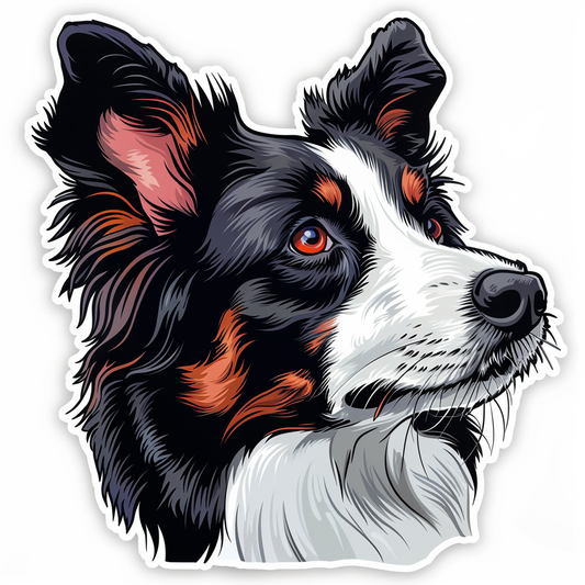 Border Collie Dog majestic Expressive surreal Vinyl Decal Sticker for Car, Laptop, Tumbler and more # F021704-4" x 4"