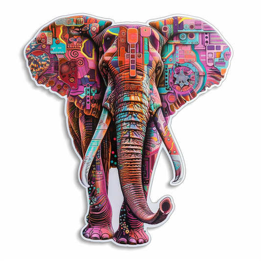 Elephant Expressive surreal Vinyl Decal Sticker for Car, Laptop, Tumbler and more # F022214-4" x 4"