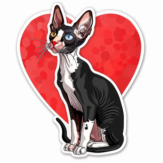 Adorable Cornish Rex Cat Expressive surreal Vinyl Decal Sticker for Car, Laptop, Tumbler and more # F021546-4" x 4"