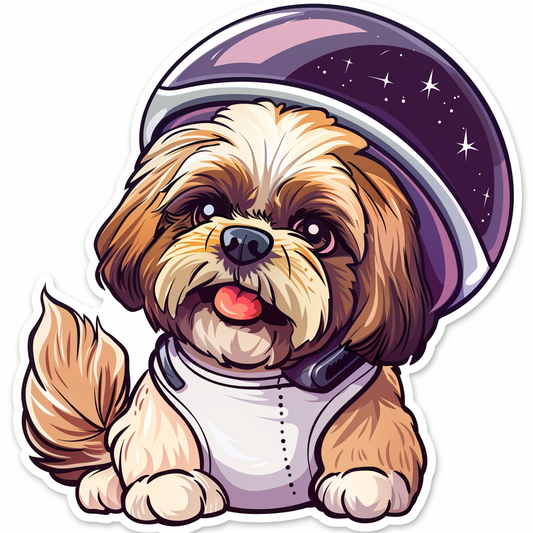 Adorable Shih Tzu Dog Expressive surreal Vinyl Decal Sticker for Car, Laptop, Tumbler and more # F018179