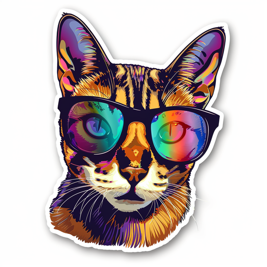 Abyssinian Cat astronaut majestic Expressive surreal Vinyl Decal Sticker for Car, Laptop, Tumbler and more # F021009-4" x 4"