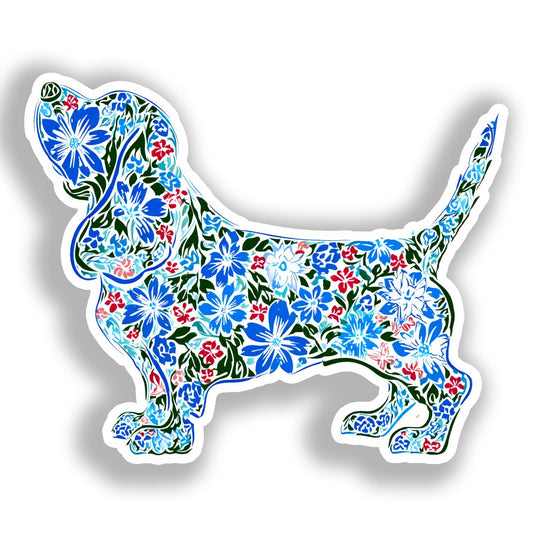 Basset Hound Dog Vinyl Decal Sticker for Car, Laptop, Tumbler and more # A018670-4" x 4"