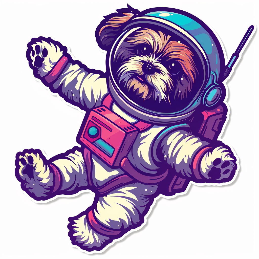 Adorable Shih Tzu Dog Expressive surreal Vinyl Decal Sticker for Car, Laptop, Tumbler and more # F018441