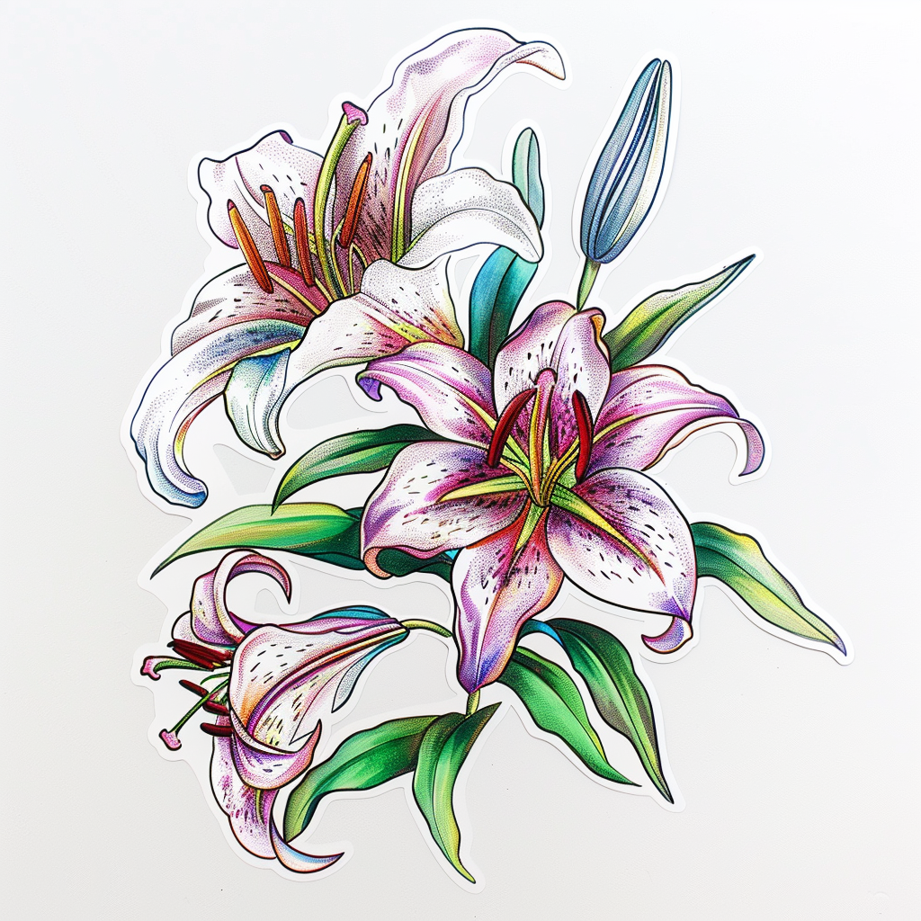 Lily flower majestic Expressive surreal Vinyl Decal Sticker for Car, Laptop, Tumbler and more # F023273