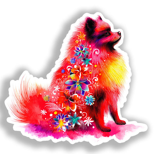 Pomeranian Dog Vinyl Decal Sticker for Car, Laptop, Tumbler and more # A017502-4" x 4"