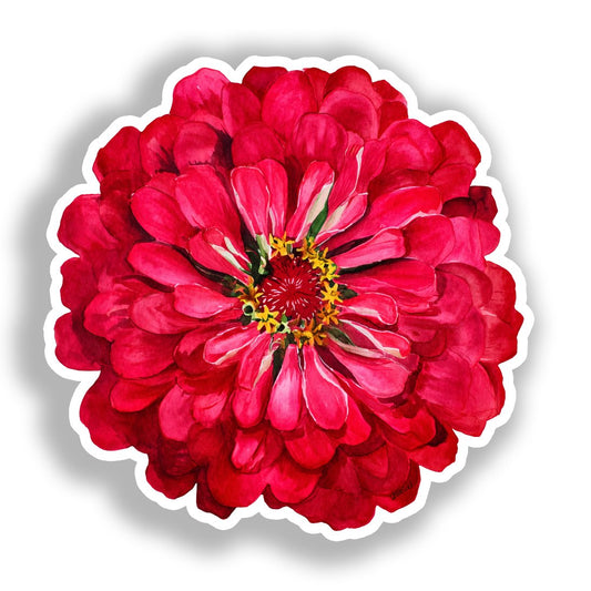 Zinnia Flower Vinyl Decal Sticker for Car, Laptop, Tumbler and more # A019052-4" x 4"