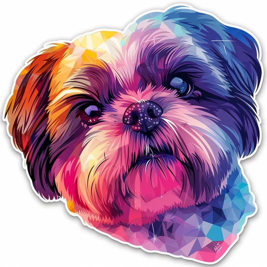 Adorable Shih Tzu Dog Expressive surreal Vinyl Decal Sticker for Car, Laptop, Tumbler and more # F018285