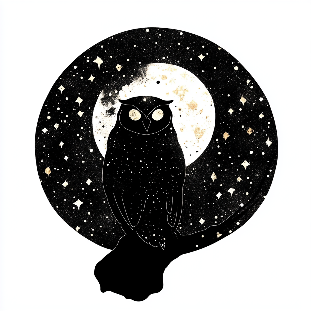 Owl Moon and Stars Vinyl Decal Sticker for Car, Laptop, Tumbler and more # F025733