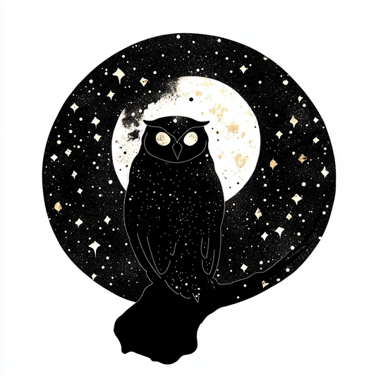 Owl Moon and Stars Vinyl Decal Sticker for Car, Laptop, Tumbler and more # F025733