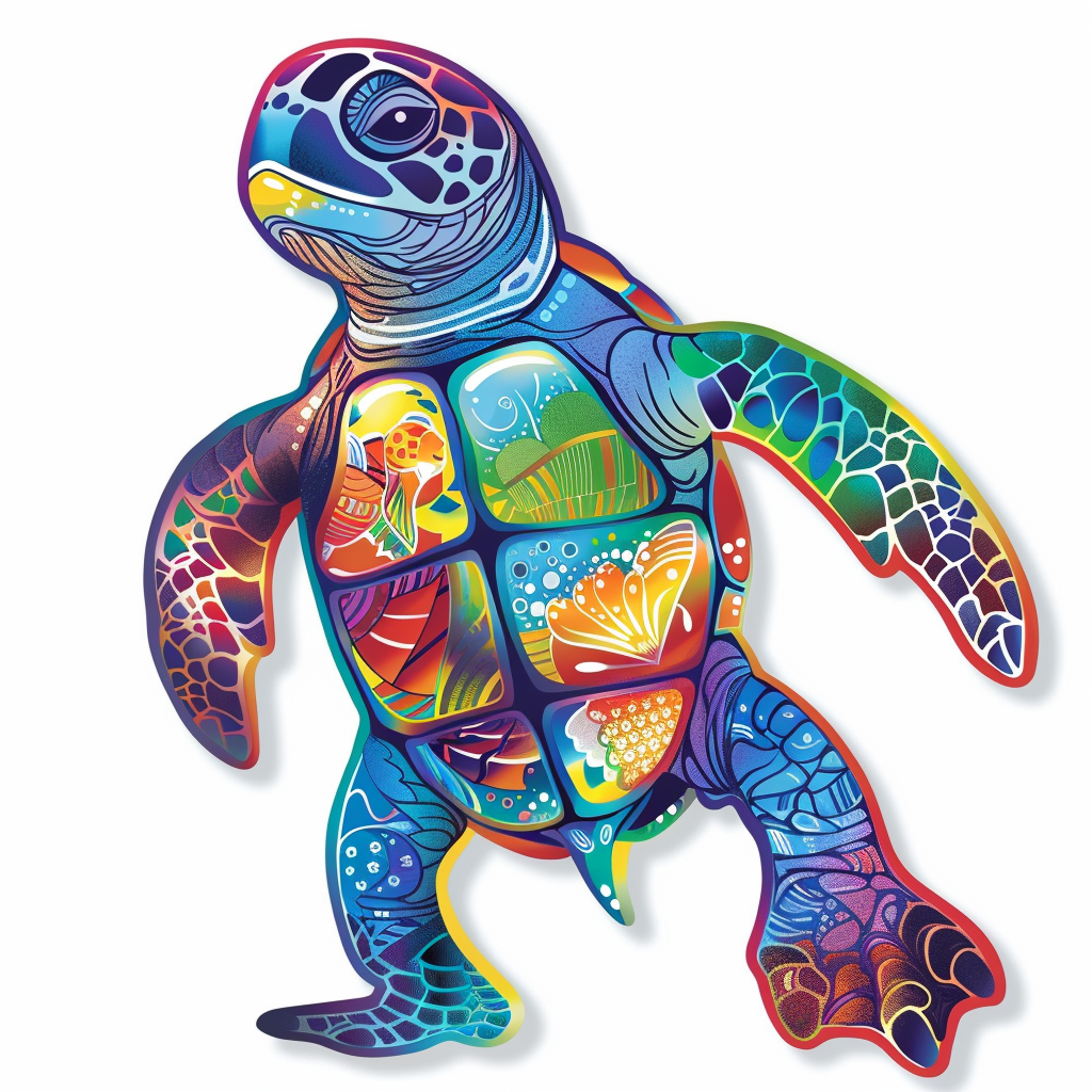 Sticker of a turtle majestic Expressive surreal Vinyl Decal Sticker for Car, Laptop, Tumbler and more # F021972