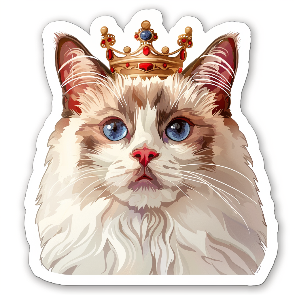 Ragdoll Cat crowned Vinyl Decal Sticker for Car, Laptop, Tumbler and more # F010251
