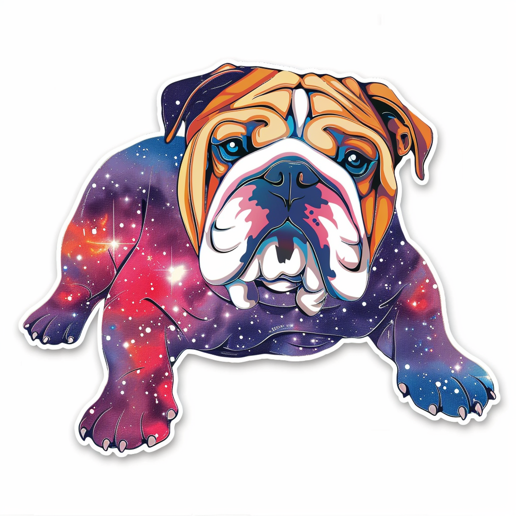 Bulldog Dog galaxy majestic Expressive surreal Vinyl Decal Sticker for Car, Laptop, Tumbler and more # F017501