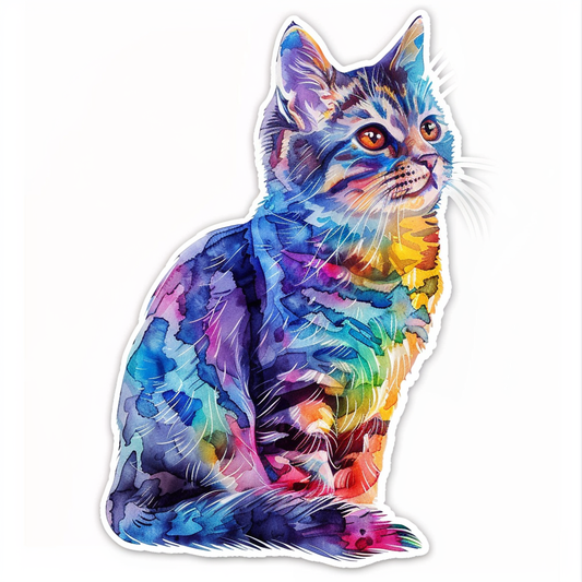 American Shorthair Cat majestic Expressive surreal Vinyl Decal Sticker for Car, Laptop, Tumbler and more # F019871-4" x 4"