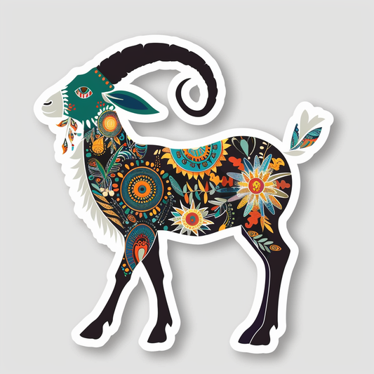 Goat majestic Expressive surreal Vinyl Decal Sticker for Car, Laptop, Tumbler and more # F020500-4" x 4"